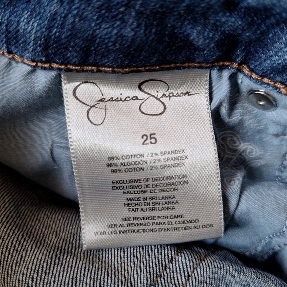 Jessica Simpson Skinny jeans dark wash low rise patchwork distressed crop - Picture 4 of 11